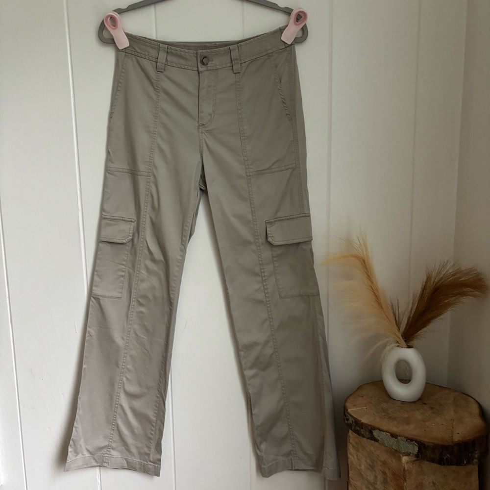 Elegant Beige Boot Cut Cargo Pants - Picture 2 of 6